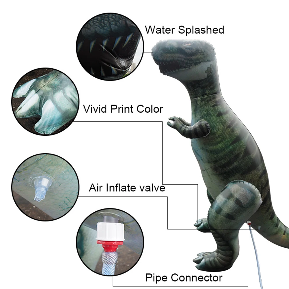 Brinquedo inflável de dinossauro com bola de água e pulverizador, brinquedo de verão para crianças no gramado ou praia, brinquedo unissex para área externa na piscina ou praia