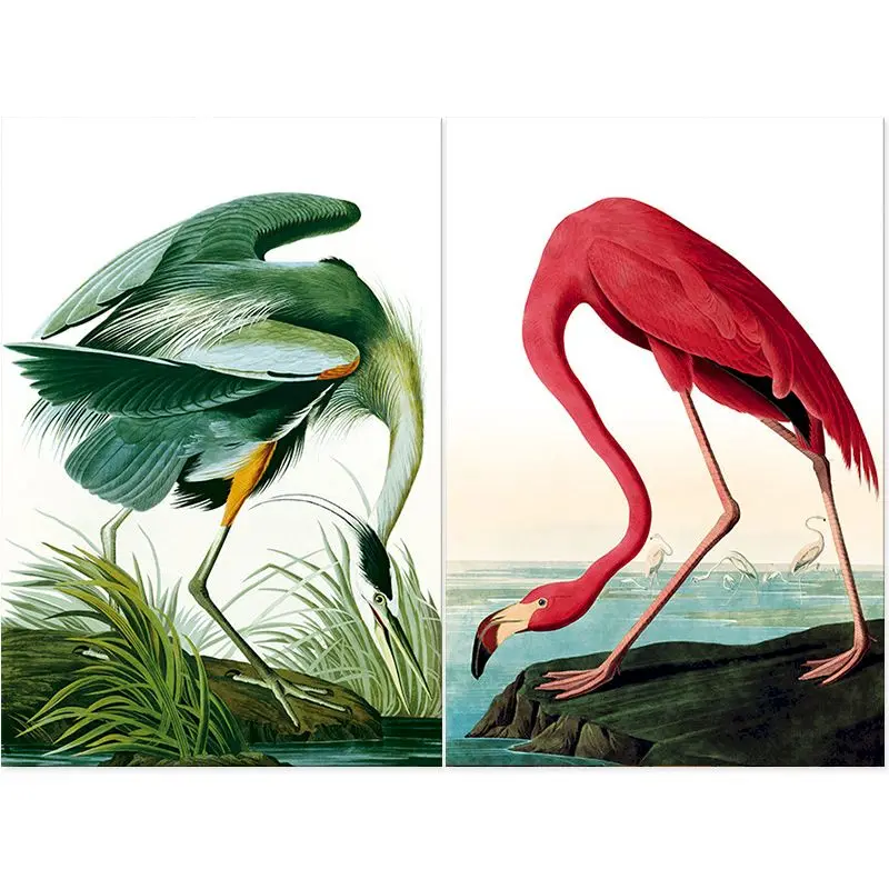 

PhotoCustom Paint By Numbers Animals DIY Oil Painting By Numbers On Canvas Flamingo and Crane 60x75cm Frame Number Painting