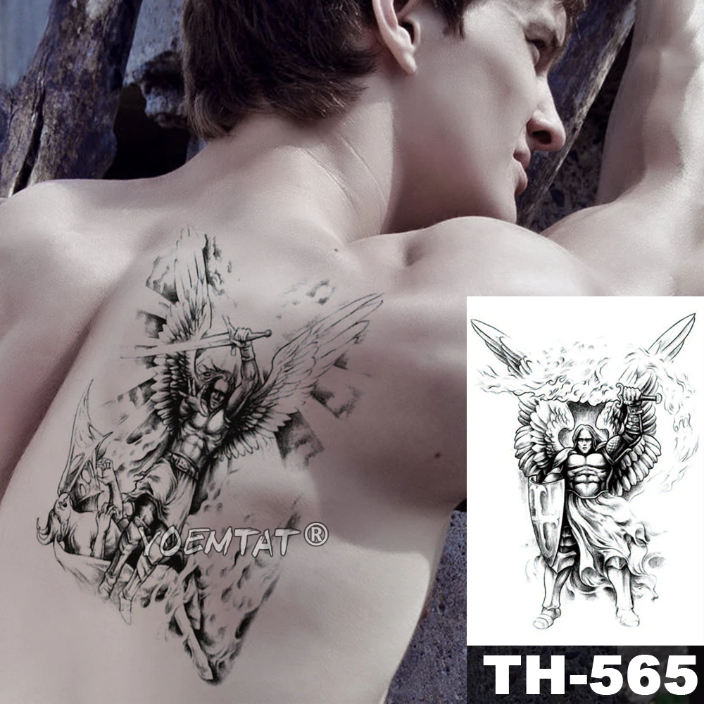 

Viking Samurai Warrior Temporary Tattoo Sticker Ares Waterproof Tatto Hero Wings Body Art Arm Fake Tatoo Men Women