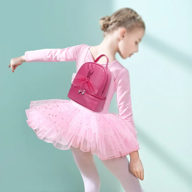 Mochila De chica de Ballet bonita para niñas, bolso escolar de princesa, mochila bordada para baile