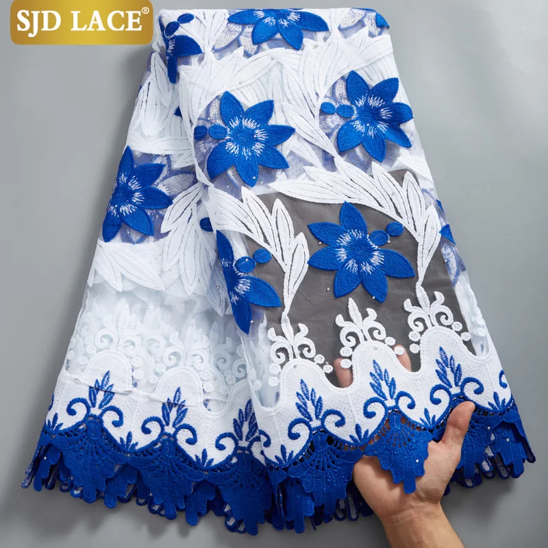 SJD LACE Guipure Cord Lace Embroidery Milk Silk High Quality African French Tulle Lace Fabric New Design Wedding Materials 2624