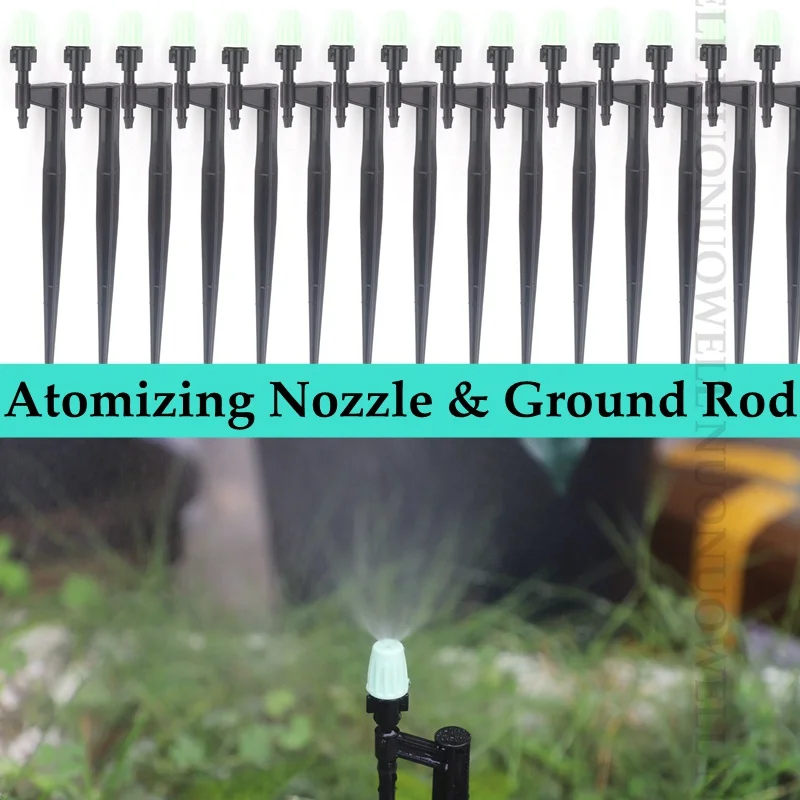 5Sets Mist Water Sprinkler Kits OD 6mm Atomizing Nozzle With Length 13-50cm Ground Rod Watering Sprinklers Garden Irrigation