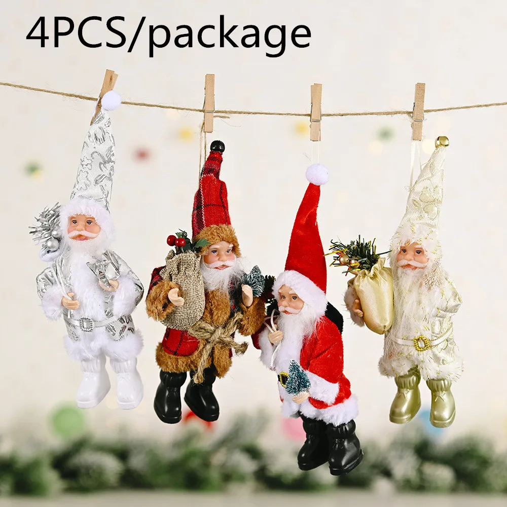 

4PCS Santa Claus Doll Christmas Tree Ornament New Year Home Decoration Natal kids Gift Merry Christmas Decorations Pendant Doll