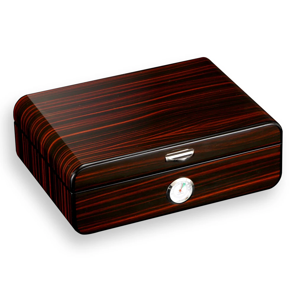 

Cedar Wood Cigar Humidor Box Home Large Capacity Luxury Glossy Cigar Case W/ Hygrometer Humidifier Storage Cigar Box