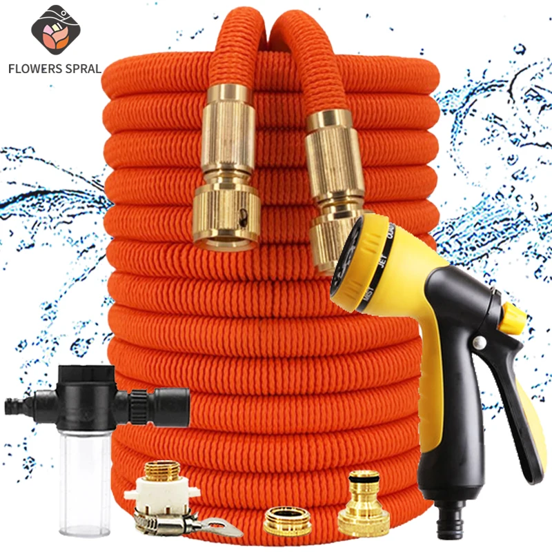 

Hot Selling 17FT-150FT Stretchy Garden Hose For Garden And Vegetable Patch Garden Sprayer Irrigation Watering High Pressure Hose