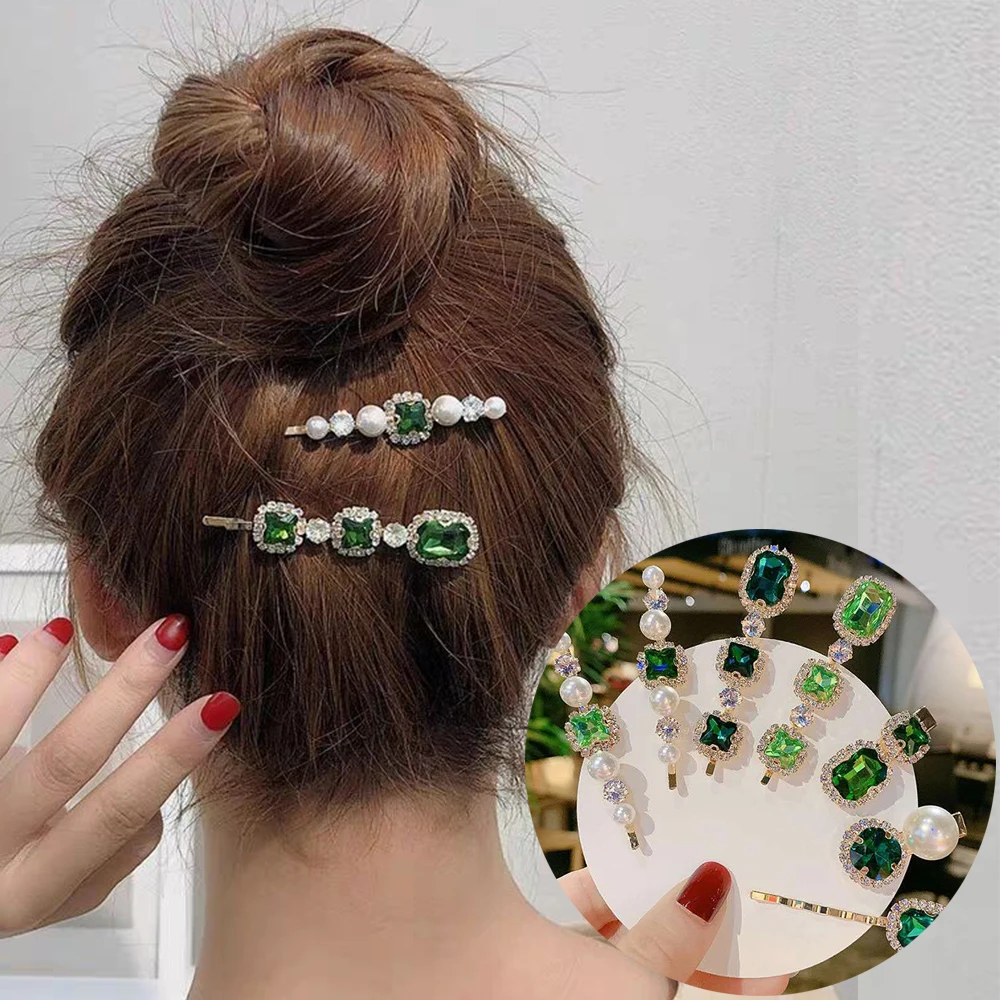 Kobiety spinki do włosów biżuteria moda kryształowe spinki do włosów akcesoria do włosów dla dziewczynek luksusowe perły Rhinestone Barrettes Hairgrip nakrycia głowy