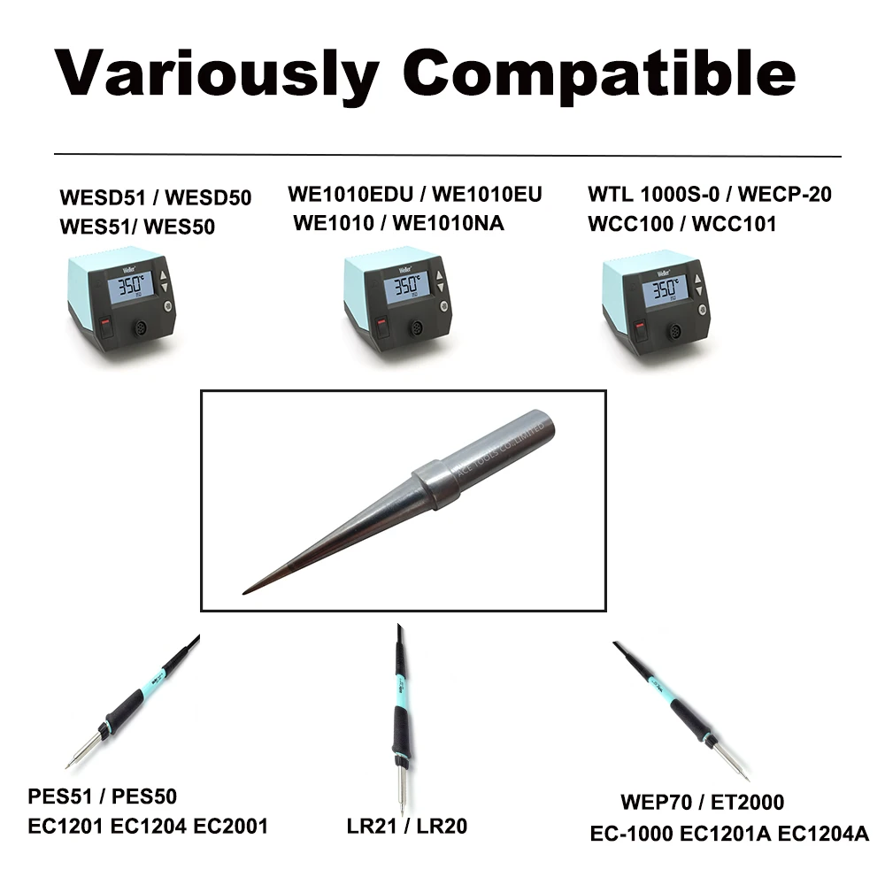 Soldering Tip ETS Conical 0.4mm Fit WELLER WES51 WES50 WESD51 WE1010NA WE1010EU  PES51 PES50 LR21 LR20 Pencil Handle Iron Bit