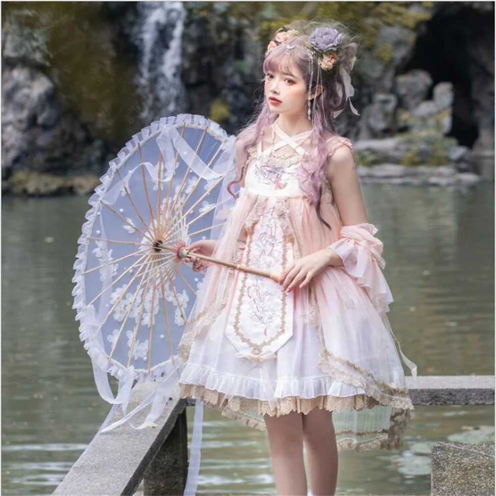 Ngọt Nhật Bản Palaca Công Chúa Lolita Đầm Kawaii Thêu Cos Loli Vestidos Mềm Bé Gái Tiệc Trà Dễ Thương