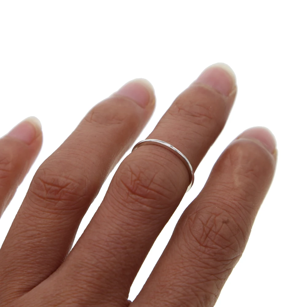925 sterling silver classic simple thin band wholesale polished shiny size 4.5 midi knuckle silver ring - Image 5