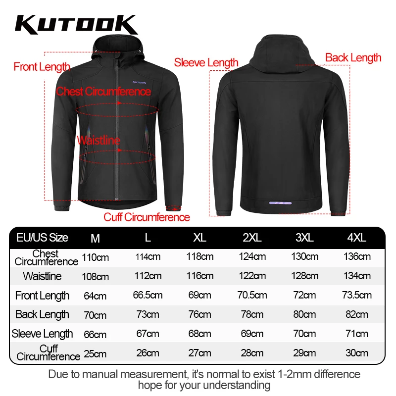 KUTOOK Outdoor Softshell Jackets Man Hooded Winter Men\'s Fleece Windbreaker Coat for Thermal Waterproof Camping Hiking Clothing