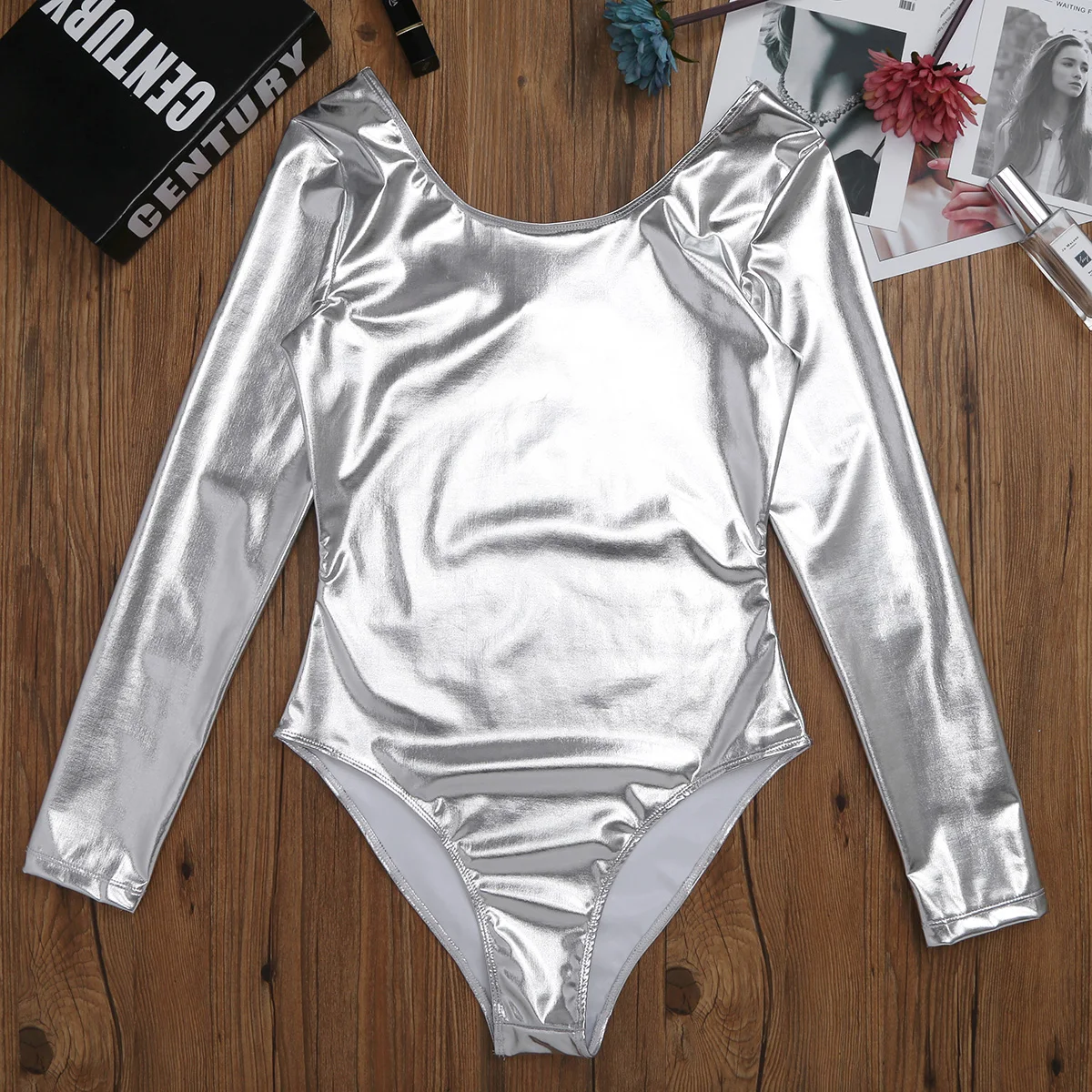 AqLeotard D.lique en Cuir Verni pour Femme, Tenue de brevde Ballet Liquide, Costume de Batterie pour Festival Rave, Spectacle Cosplay