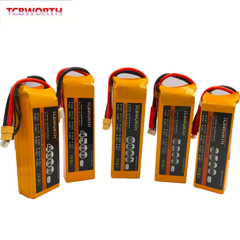 2S 3S 4S6S RC Drone LiPo Battery 7.4V 11.1V 14.8V 22.2V 2200 3300 4200 5200 6000mAh 25C 35C 60C RC Airplane Helicopter Quadrotor