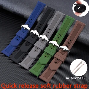 Rubber Silicone Strap 16/18/20/22mm Universal Quick Release Sport Diving Bracelet Accessory for Huawei Samsung Smart Watch Band