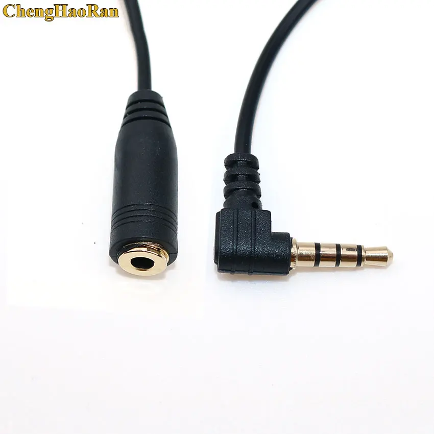 ChengHaoRan 3.5mm 4Pole 90 Degree Angled Male to Female AUX Audio OMTP Interchange CTIA Cable