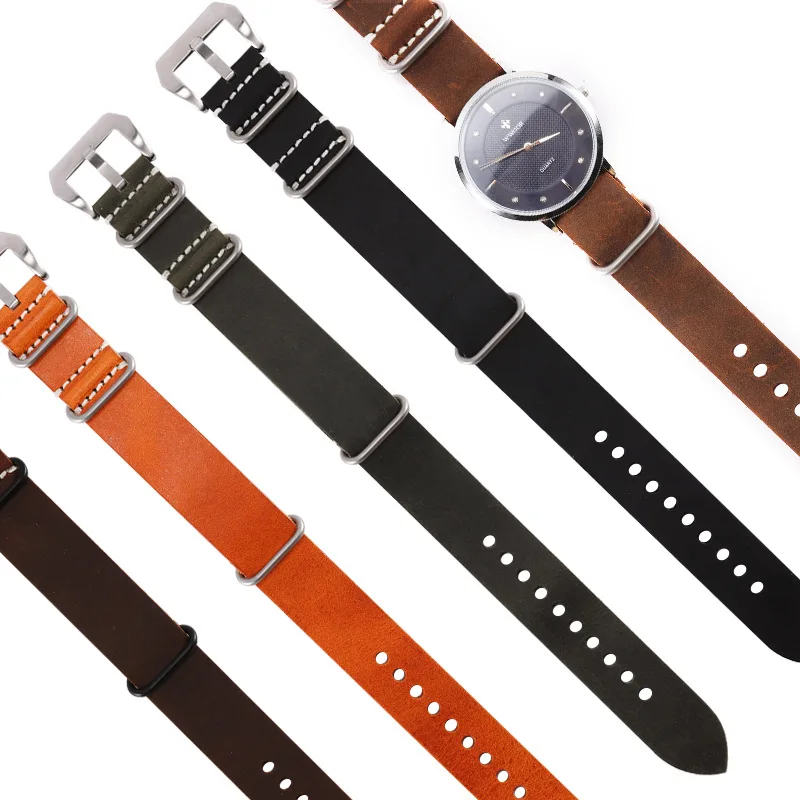 Retro Crazy Horse Genuine Leather Watch Strap18mm 20mm 22mm 24mm 26mm Long Cowhide Watch Band Replacement Wristband