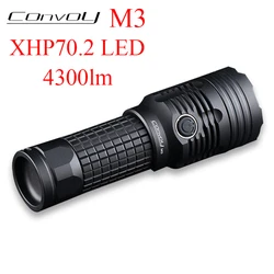 Flashlight Convoy M3 Cree XHP70.2 4300lm Led Linterna Torch Flash Light Hunting Work Light Hiking Lantern Temperature Protection