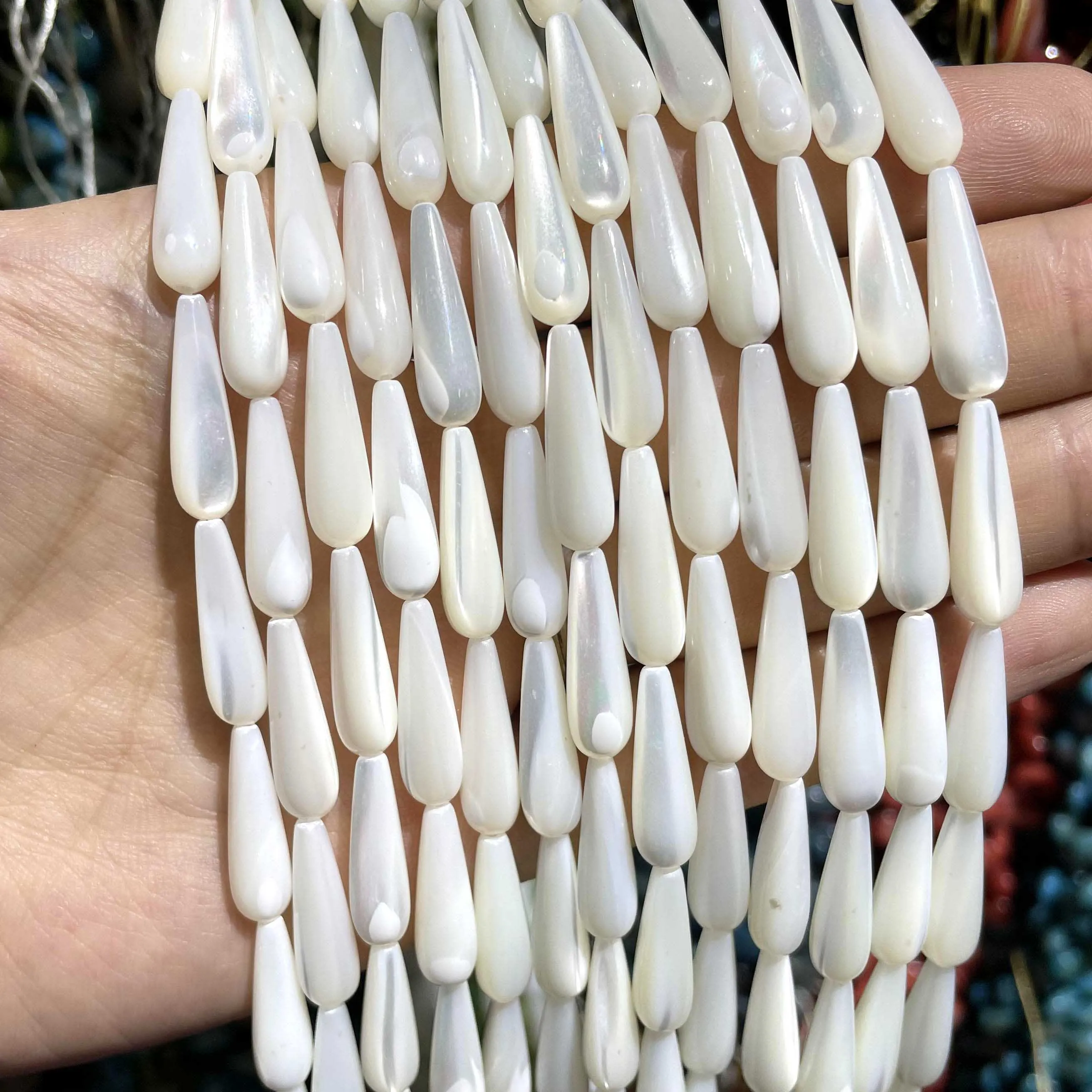 8 12 20mm Natural Water Drop Shape White Mother Of Pearl Mop Shell Beads For Jewelry Making DIY Bracelet Ear Studs Accessories