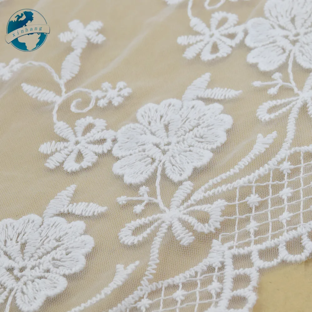 30cm Width White Lace Cotton Embroidery French Lace Edge Ribbon Fabric Guipure Diy Trims Warp Knitting Sewing Accessories#4177