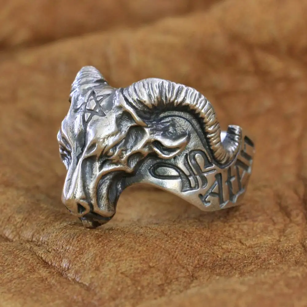 

Satan Argali Ring 925 Sterling Silver Mens Biker Rock Punk Ring TA272 US Size 7 to 15