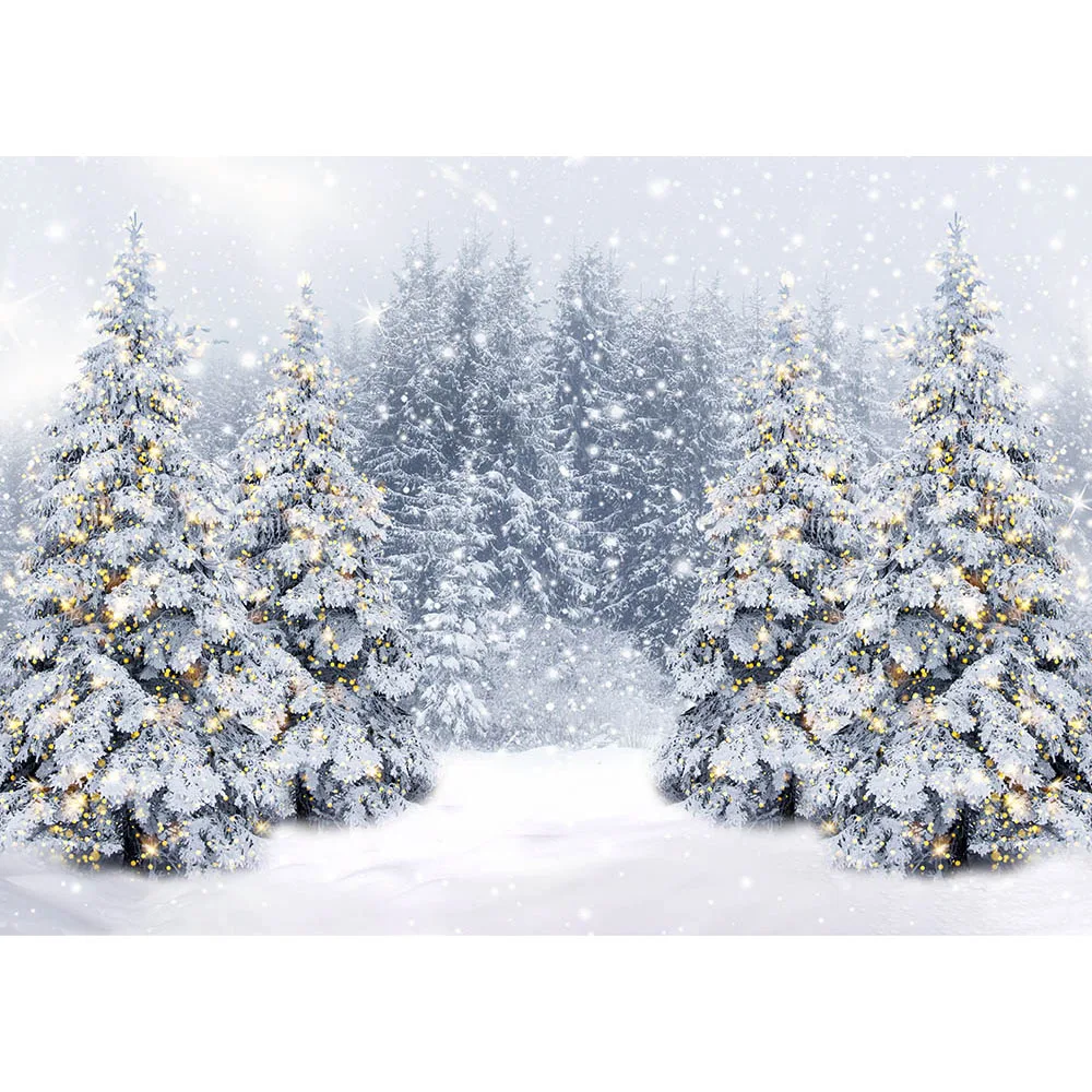 Winter Snow Christmas Scenery Background for Photography White Forest Snowfield Children Kids Portrait Photoshoot Props Decor