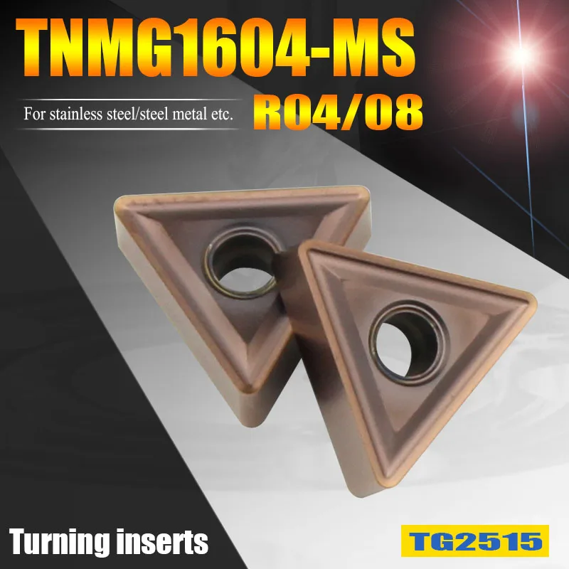 

10pcs TNMG160404 MS CNC Lathe Turning Tools Hard Alloy Carbide Inserts TNMG160408 for 201/202/303/304 Stainless steel, 45# Steel