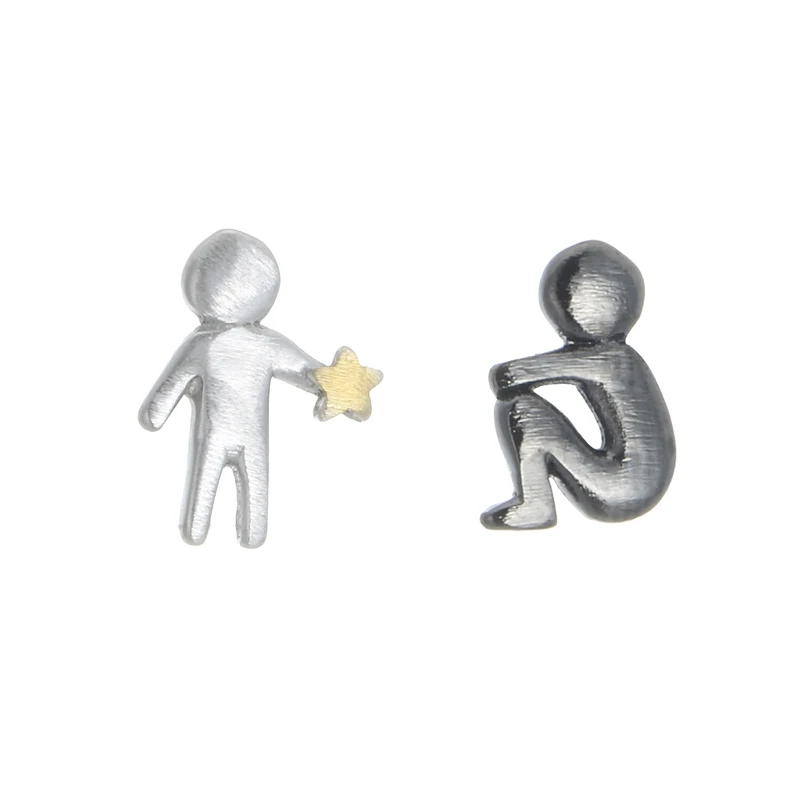 925 Sterling Silver asymetryczne kolczyki Gwiazda dla kobiet Biżuteria modowa sterling-silver-jewelry pendientes