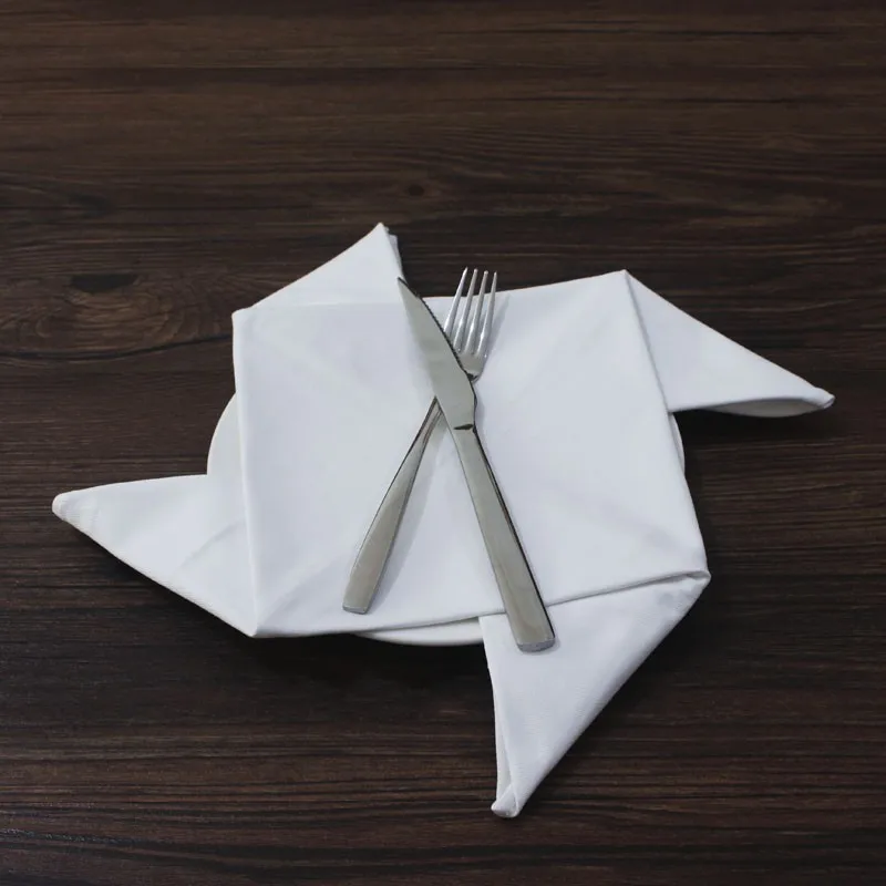 Hotel Polyester Napkin Cloth Mouth Cloth Pure White Home Decoration Table Cloth Foldable Flower Linen Napkins Wedding