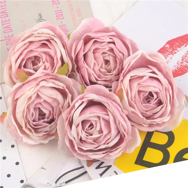 20pcs 7cm High Quality Artificial Rose Flower Head For Home Wedding Decoration DIY Wreath Flower Wall Accessories Fake Flowers