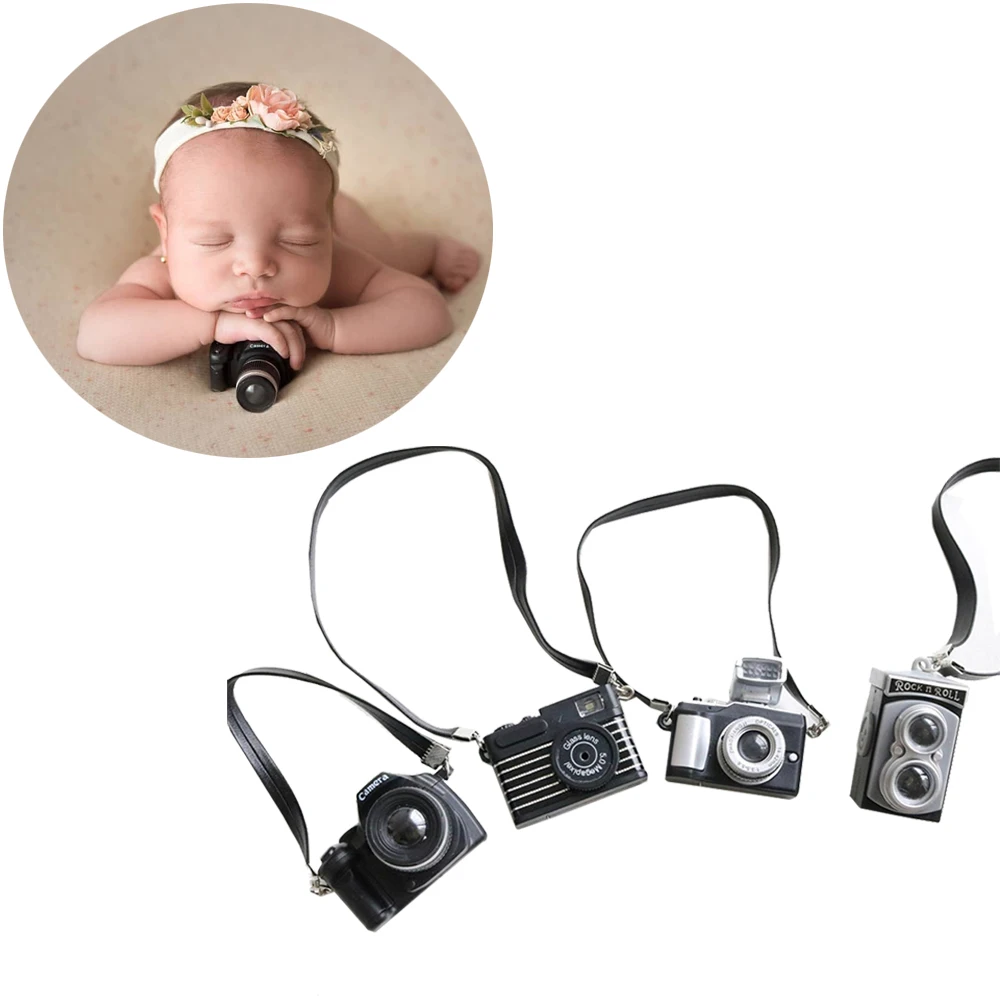 Newborn Photography Boy Photo Shoot Props Accessories 1:6 Mini Camera for a Doll Dollhouse Miniature Kids Party Tiny Vintage Hat