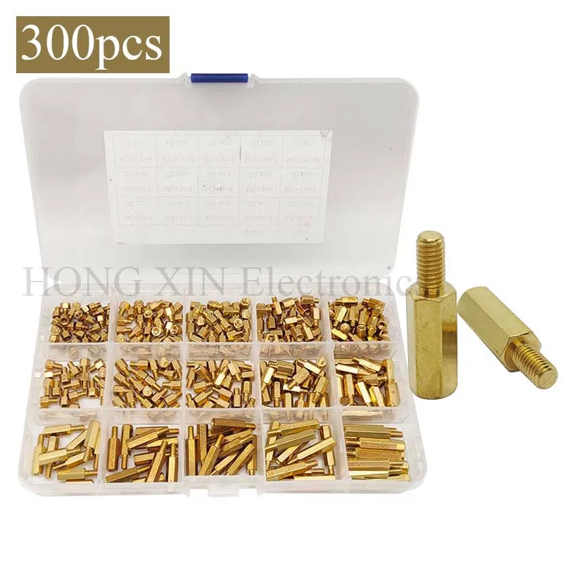 

Brass Standoff Spacer Assortment Kit M3 Male Female Hex hexagon gold pcb standoff Pillar motherboard standoff 300pcs/set