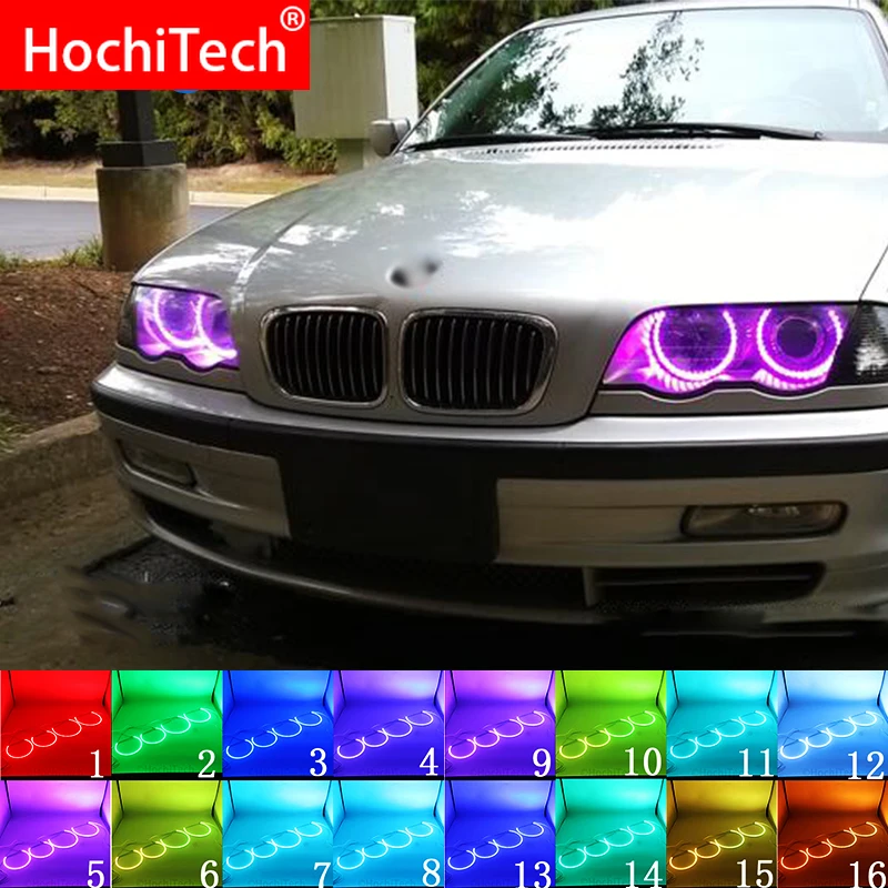 

Разноцветная Светодиодная лампа RGB, ранцевые глаза ангела, Радиочастотный пульт дистанционного управления для BMW E36 E38 E39 E46, аксессуары для проектора 4x131