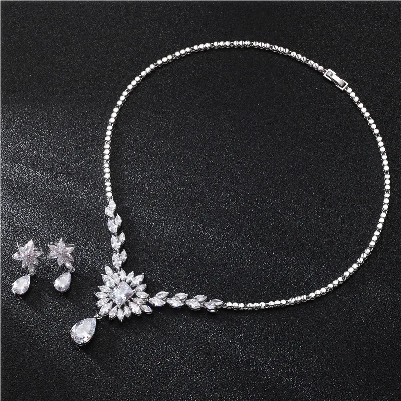 

CC вечерние комплект ювелирных изделий для женщин, свадебные аксессуары, кубический циркон, свадебные украшения, обручальное бижутерия, комплекты ожерелья и сережек