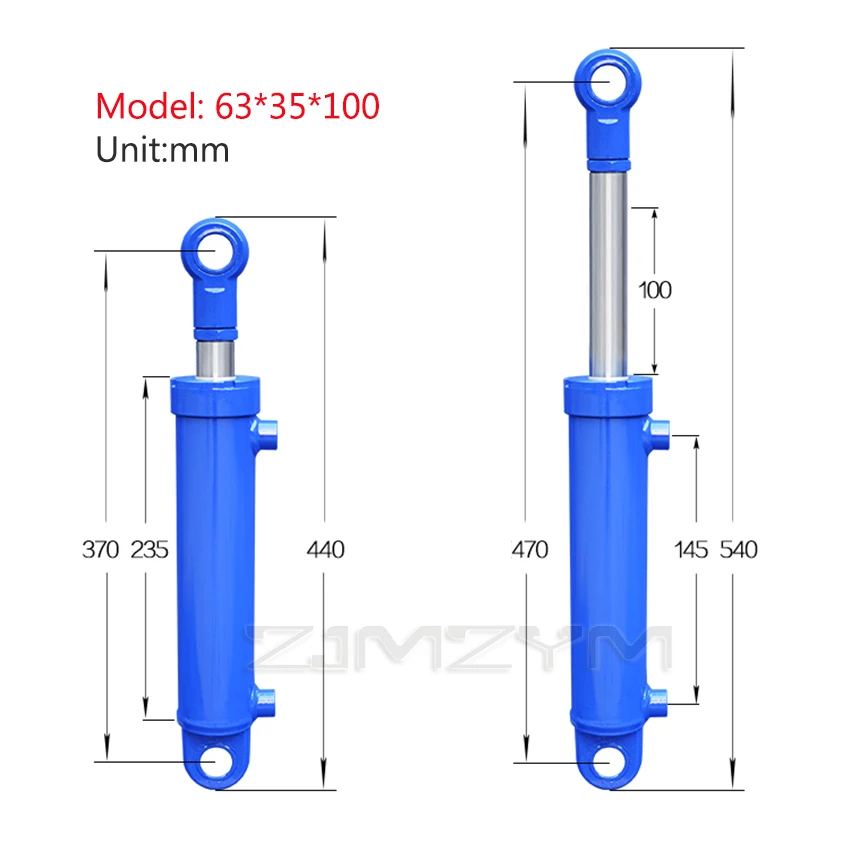 1PC 100/150/200mm Strokes Hydraulic Oil Cylinder Heavy Duty Bidirectional Lifting Small Wood Splitter 5 Ton Hydraulic Cylinder