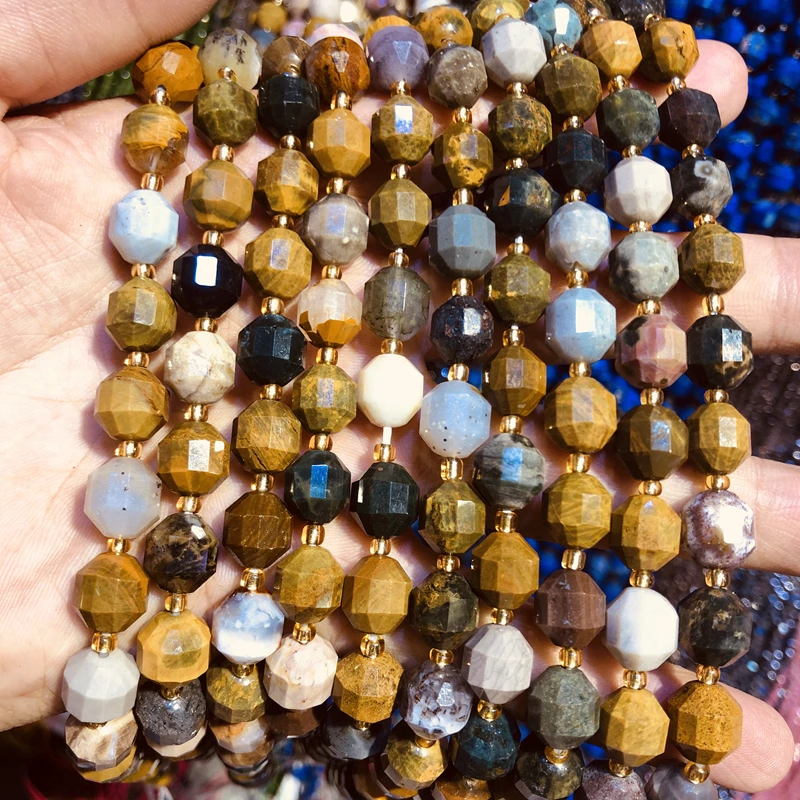 

Wholesale Natural Ocean Agate Jasper Beads,Hand Cutting Beads 10mm Faceted Gem Stone Loose Beads for jewelry,1string 15.5"