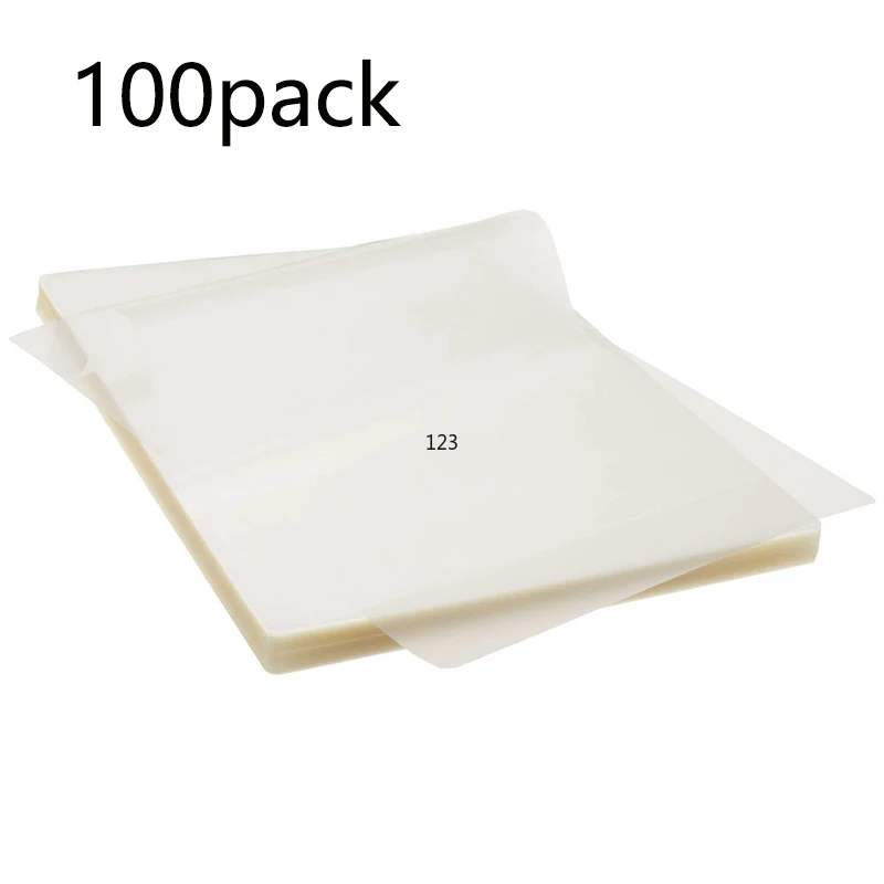 100PCS/lot A4 Thermal Laminating Pouches PET Plastic Laminator Sheets For Photo Files Card Picture Lamination 50 mic