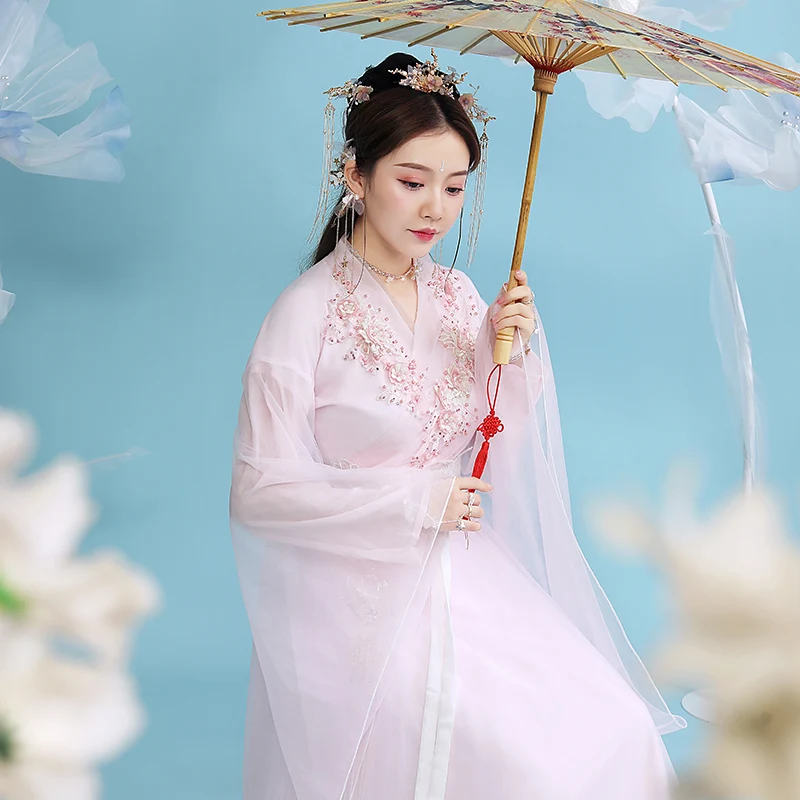 Phụ Nữ Mới Hanfu Trung Quốc Truyền Thống Dân Gian Trang Phục Cô Gái Thời Hán Vũ Mặc Nữ Cổ Áo Cosplay Cổ Đại Hoàng Tử Phù Hợp Với SL4152