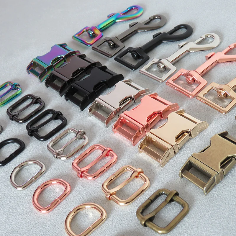 1Set 20mm Metal Buckle Carabiner Swivel Lobster Clasp Strap Slider D Ring Snap Hook For Pet Dog Collar Leads Lock Accessories