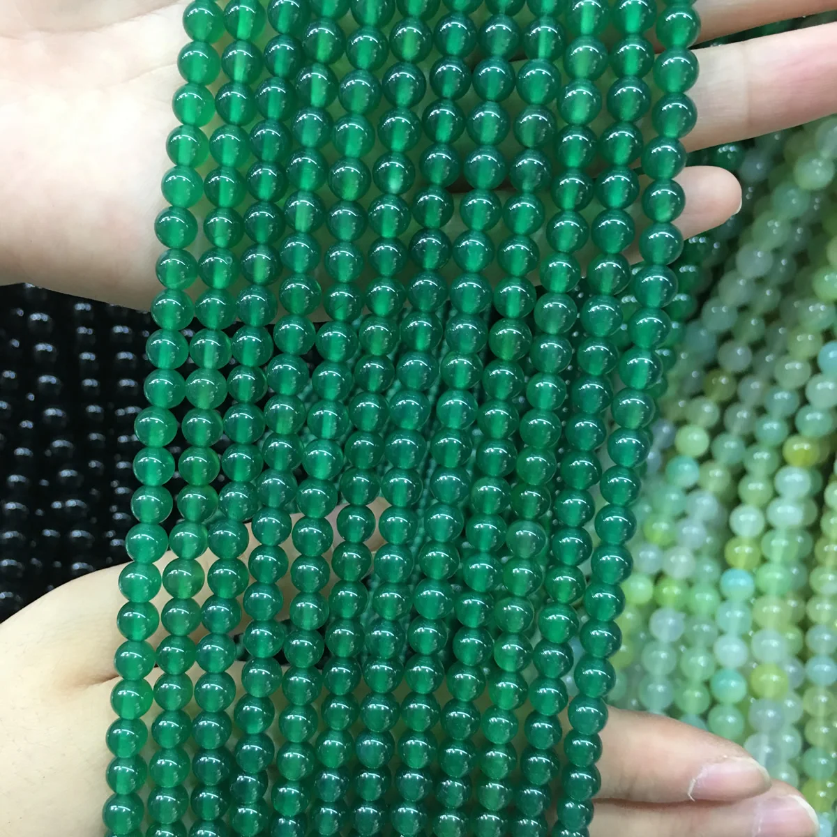 Natural stone beads Green Agat Stone 4/6/8/10/12mm Round Ball loose beads for Jewelry Making Necklace DIY Bracelets Accessories