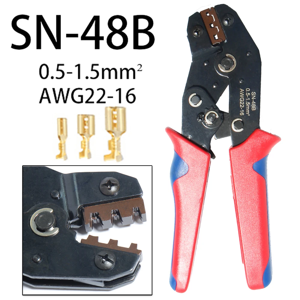 Insulated Terminals Crimper Interchangeable Heat Shrinkable Connector Wire Crimping 7.5Inch SN48B 02C 06WF pliers Jaws Hand tool