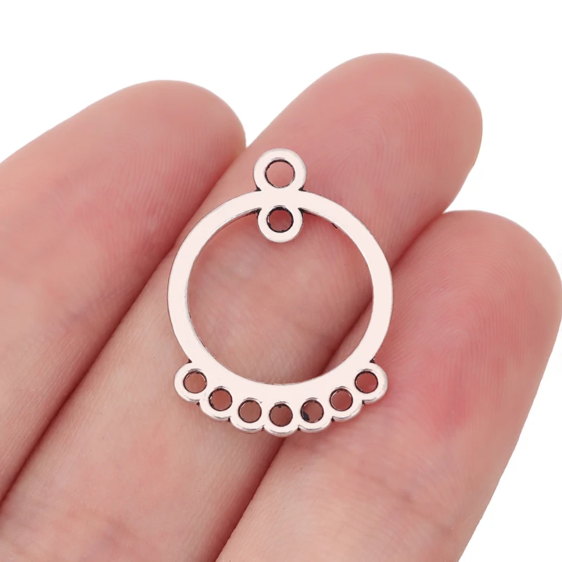 ZXZ 50pcs Tibetan Silver/Gold Tone Open Round Circle Earring Chandelier Connector Charms Pendants Beads Jewelry Findings 24x18mm