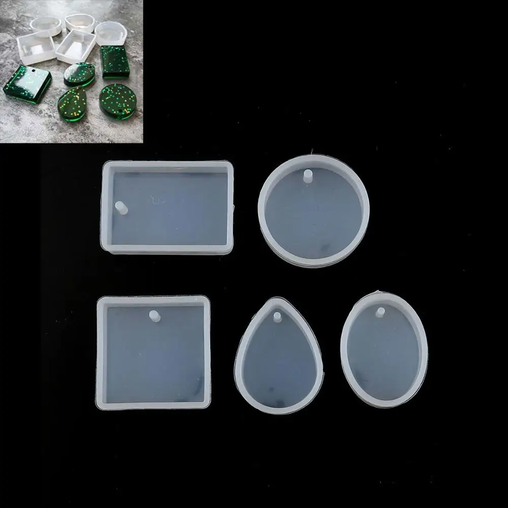 DoreenBeads Mixed White Silicone Resin Mold For Jewelry Making Handmade Pendant Charms 33 x 23mm, 28mm Dia., 2 Sets (5 PCs/Set)