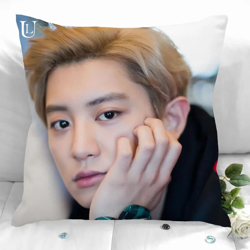 New Custom Park Chanyeol Pillowcases Printed Square Pillowcase Home Decorative Zipper Pillow Cover 35X35cm40X40cm(One Side)