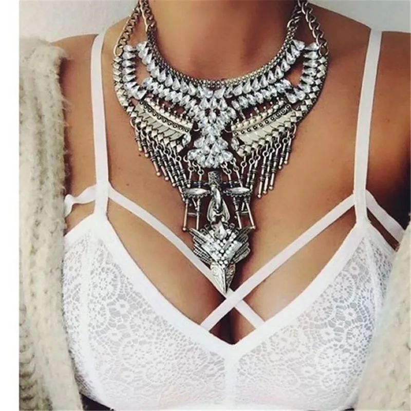 Boho Ethnic Statement Big Choker Necklace Women Vintage Maxi Multilayer Pendant Women\'s Large Collier Coin Collar Necklace