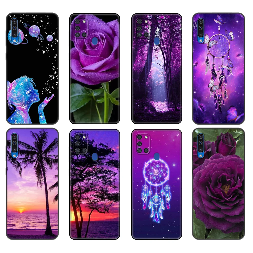 Black tpu Case For Samsung Galaxy A50 50S A30S A10 A01 A11 A21S A31 A41 A51 A71 M21 M30S S10 LITE Cover Infinity on Purple