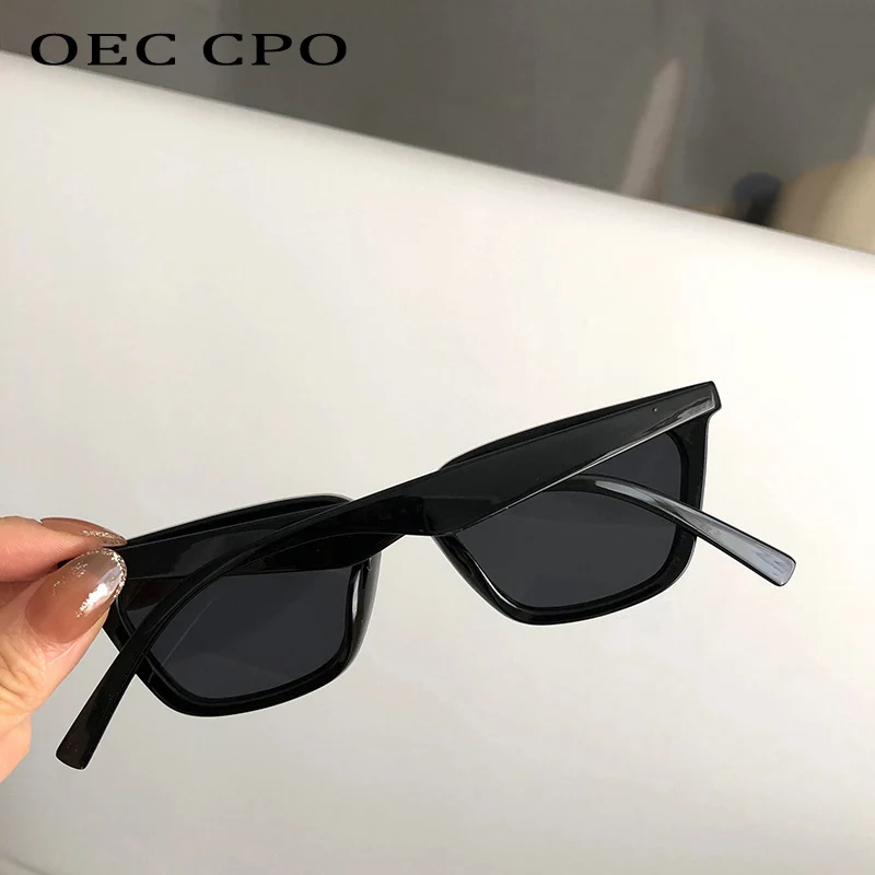 OEC CPO Lady Vintage Small Square Sunglasses Women Brand Clear Yellow Lens Punk Sun Glasses Female Eyeglasses UV400 Goggles