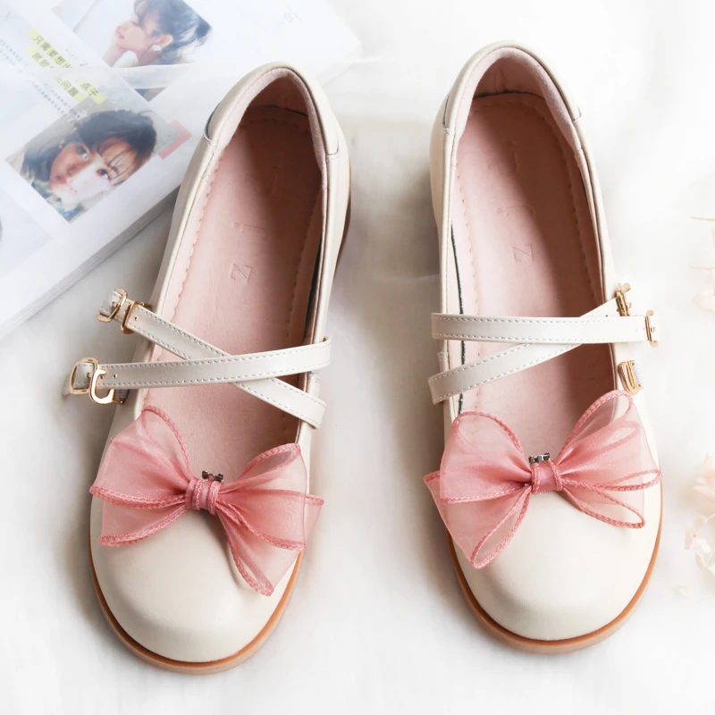 

2021 New Genuine Leather Mary Jane Shoes Lolita Middle Heel 3cm Sweet Girl Round Head Fairy Shallow Bow Student Women's Shoe