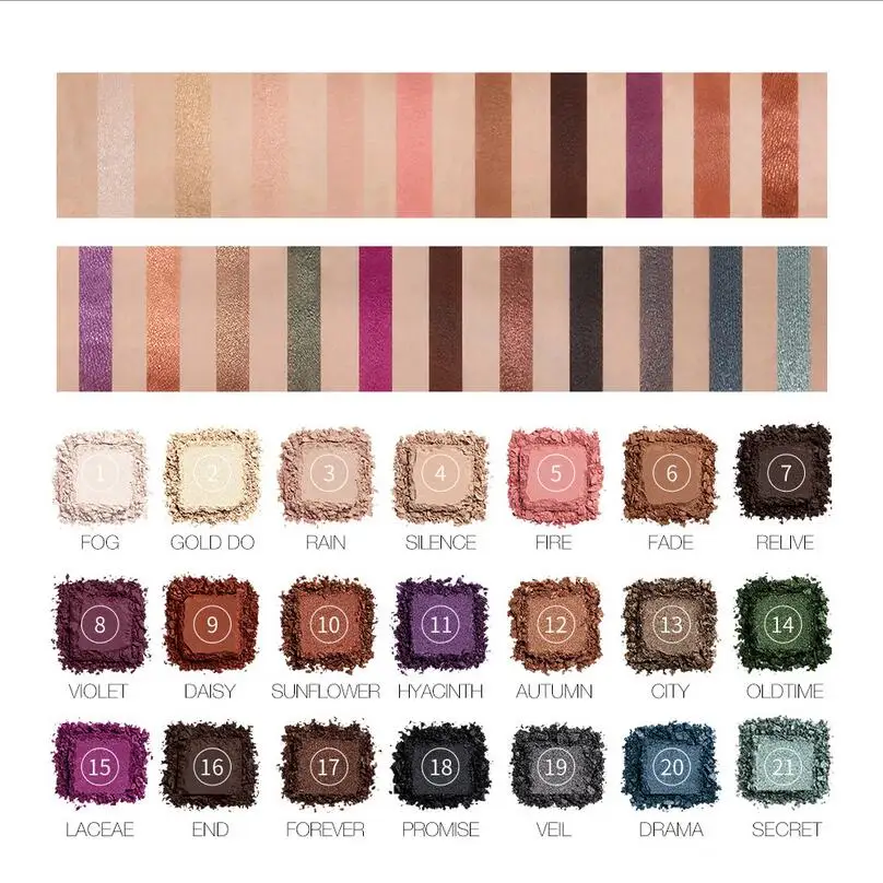 Darling Eyeshadow Palletes 21 Colors Ultra Fine Powder Pigmented Shadows Glitter Shimmer Makeup Eye Shadow Palette T1506