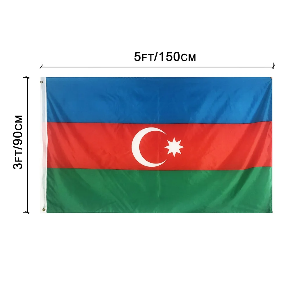 Flagnshow Azerbaijan Flag 90x150cm AZE Flags of Azerbaijan National Banner for Home Decoration