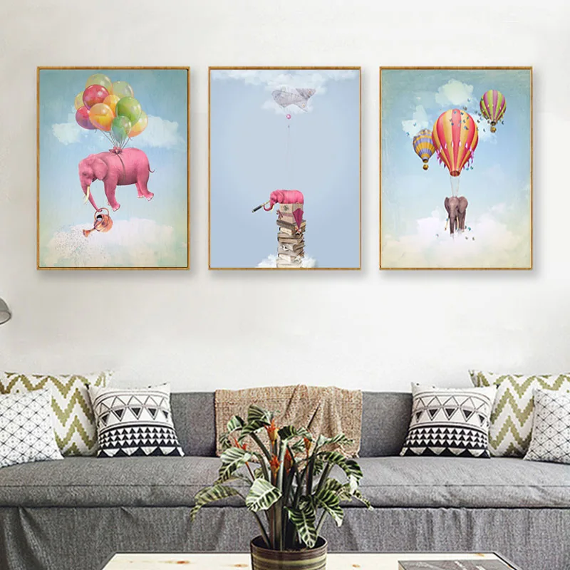 GATYZTORY 3pc/Set DIY Painting By Numbers Cartoon Elephant Paint By Numbers For Adults Child Home Wall Art Picture Art Painting