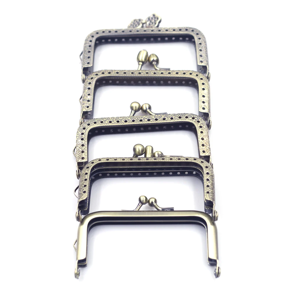 

10Pcs Bronze Tone Square Purse Frames Pouch Bag Kiss Clasps Clutch Handles Buckle Handmade Handbag Accessories 8.5cm